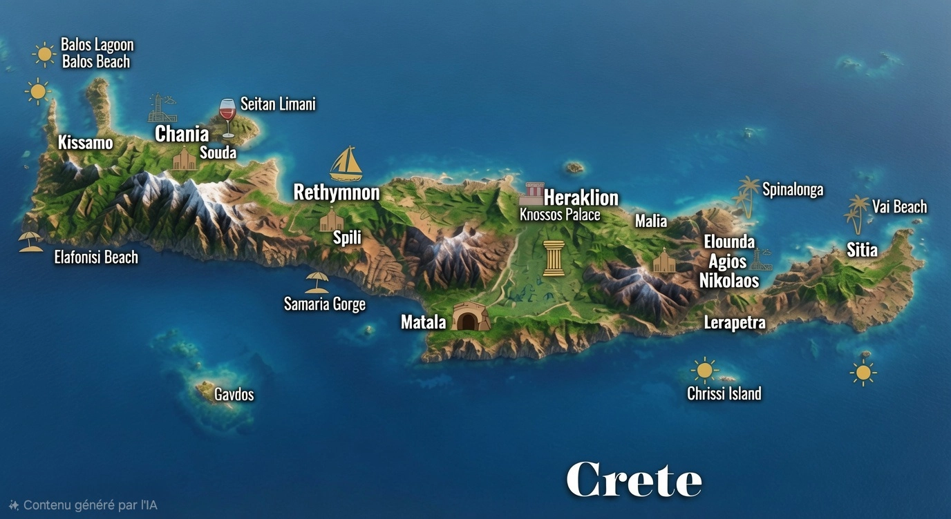 Carte illustrée de la Crète